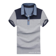 Hochwertige Stiff Collar Grey Baumwolle Plain Polo-Shirts